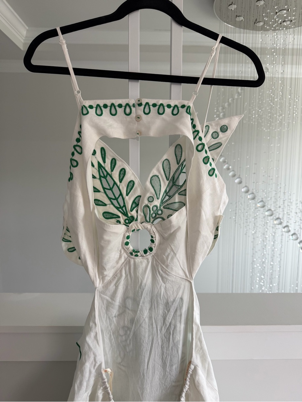 Farm Rio Tiered Eyelet Dress with Floral Cutwork - Picture 10 of 11